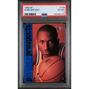 1996 SP #134 KOBE BRYANT ROOKIE CARD LOS ANGELES LAKERS - PSA 6 EXCELLENT